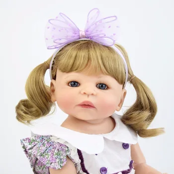55cm Full Silikono Reborn Baby Doll Žaislas Mergina Vinilo Naujagimių Šviesiaplaukė Princesė Kūdikiams Bebe Maudytis Žaislas Gimtadienio Dovana Kalėdų Metu