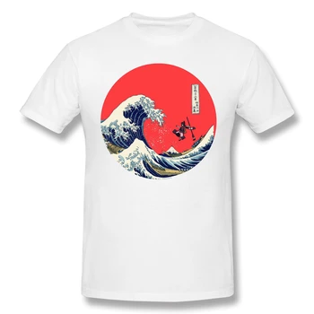 Kanagawa Hokusai black Marškinėliai likimas Grand Kad vyrai T-Shirt Tees Grynas Trumpas Rankovės