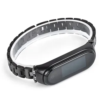 Nerūdijančio Plieno Watchband už Xiaomi Mi Juosta 5/4/3 Smart Žiūrėti Dirželis Diamond Dekoratyvinis Keičiamų Apyrankė Mi Band 