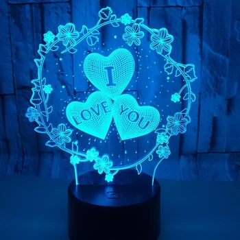 Vainikas 3D Naktį Šviesos diodų (Led) Kūrybos Meilės balionas Spalvinga Stalo Lempa Žmona Girlsfriend Miegamųjų Namo Apdaila Gimtadienio Dovana
