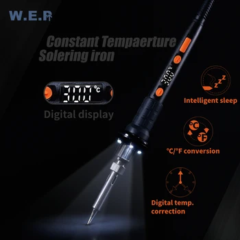 WEP 928D-II lituoklio 3 LED lempa, Skaitmeninis Temperatūros Korekcija LED Skaitmeninis Displėjus, Miego Apsaugos, Reguliuojama Temperatūra