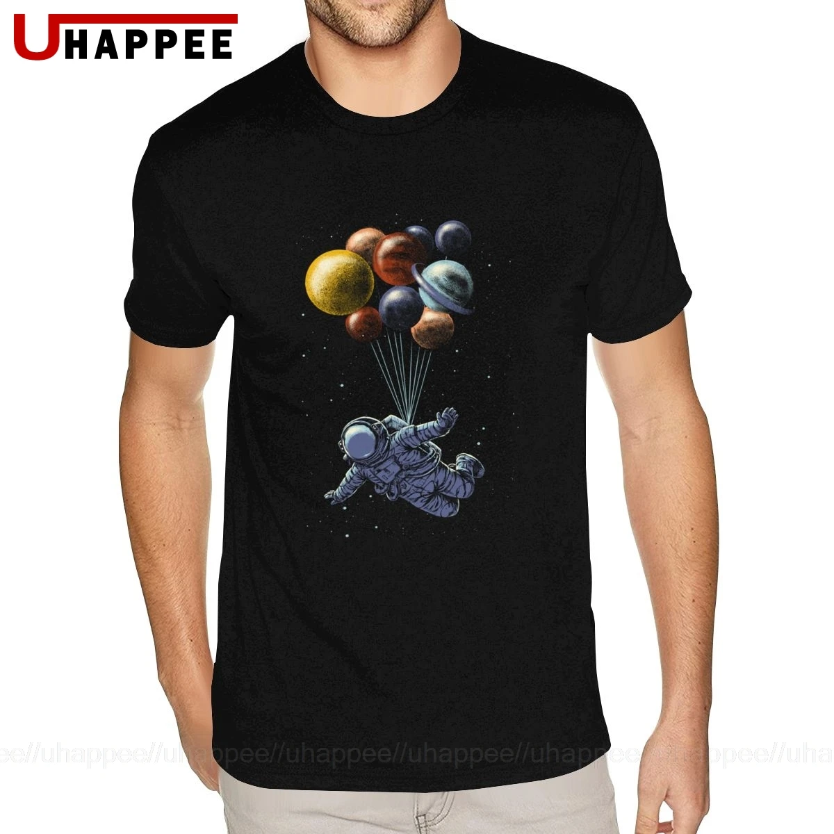 Spausdinti Kosmoso Kelionių T-Marškinėliai Vyrams Užsakymą trumpomis Rankovėmis, Juodi O Kaklo T Shirts