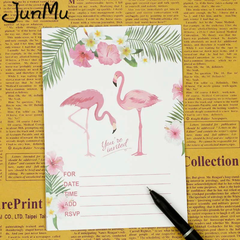 10 Rinkiniai Flamingo Gimtadienio Kortelės Lipdukas Kvietimai Gimtadienio Pakvietimo Vaikams už Flamingo Gimtadienio Dekoracijos