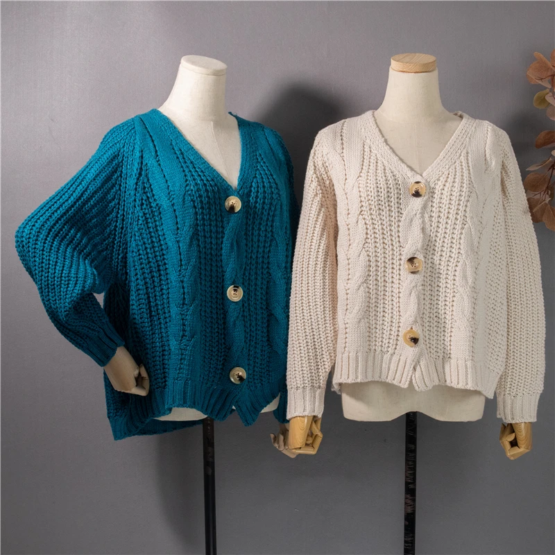 Colorfaith Naujas 2021 Žiemos Pavasario moteriški Megztiniai V-Kaklo Mygtukus, susagstomi megztiniai Negabaritinių Mados korėjos Ponios Knitwears SWC755