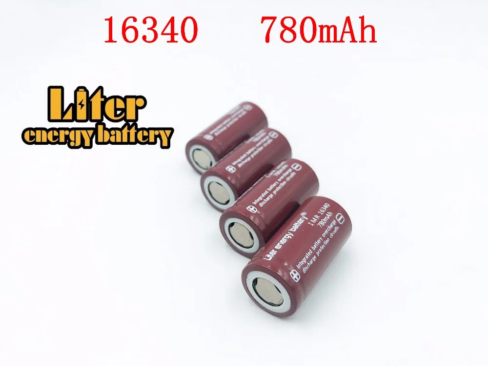 Litro energijos baterijos 4pcs Li-ion RCR 123), 3,7 V 16340 780mAh Įkraunama Ličio Baterijos (4 Vnt.) Su Baterija Atveju