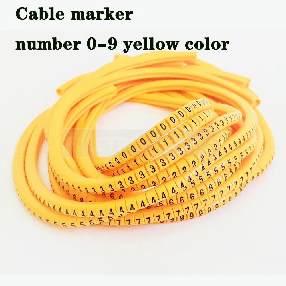 Kabelio žymeklis etiketės, EB-0 5000pcs Wire Marker Skaičius nuo 0 iki 9, Kabeliui, Dydis 1.5 sqmm sumaišykite Spalvos PVC kabelių žymekliai izoliacija žymeklis
