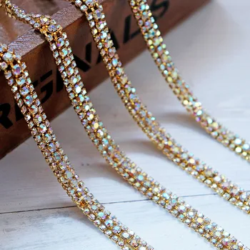0.8 cm Aukso Zawalcowany Rhinestons Kristalų Apdaila Geležies, Deimantų Juostele Wrap Dress Apdaila Siuvimo Reikmenys 
