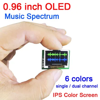0.96 colių spalvotas OLED Muzikos Spektro Ekranas Analizatorius W/ skaitmeninis LAIKRODIS, Stiprintuvo Garso Lygio Indikatorius ritmą Analizatorius VU METER