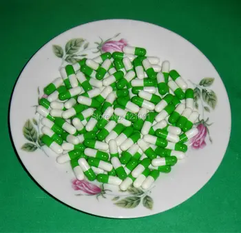 1# 200pcs!Žalia-Balta spalvos tuščias capsuls,kietos želatinos tuščios kapsulės size1! (sujungtos arba skirstomi kapsules galima!)