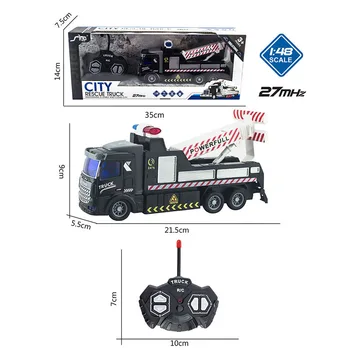 1/48 4CH Modeliavimas Plokščia Galva Nuotolinio Valdymo Eismo Gelbėjimo Wrecker Priekaba Transporto Bortinis Sunkvežimis
