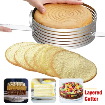 1 vnt Reguliuojamas Torto Pjovimo Apvalios Formos Duonos Tortas slicer Reguliuojamas Sluoksniuotas Pyragas Slicer Pelėsių Pjovimo Žiedo Įrankiai