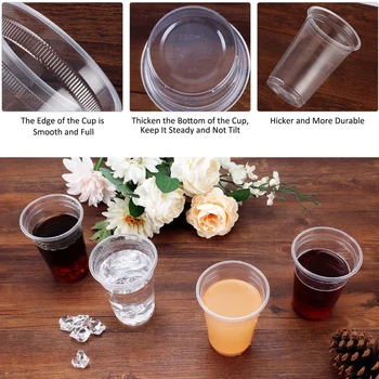 100 pakelių 12 Oz Vienkartiniai skaidraus Plastiko Puodeliai, Vandens Gėrimo Taurės, BPA Free