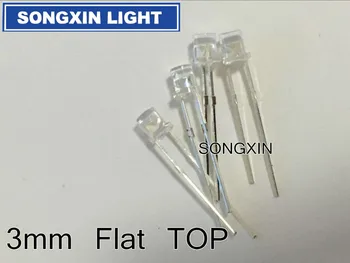 1000pcs Skaidrus LED Diodas 3mm Šiltai Balta Vanduo skaidrus 3 mm Flat Top Šviesos Diodų Aukšto Ryškumo LED Lempos Šviesos