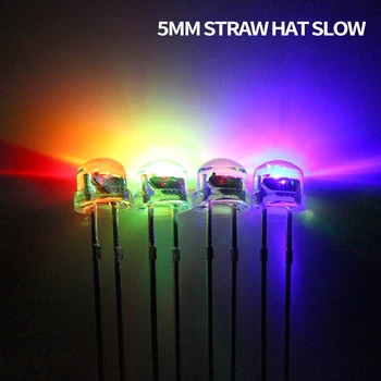1000pcsF5/5mmStraw skrybėlę Greitai/Lėtai RGB 