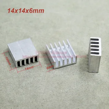 (100vnt/lot) Aliuminio Šilumos Kriaukle Heatsink Radiatorių kaip 14mm*kaip 14mm*6mm integrinio grandyno IC MOS Tranzistorius