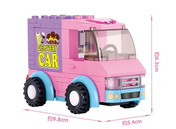 102Pcs Mergina Draugais prekybos Centrų Pristatymo Sunkvežimis Automobilio Modelio Kūrimo Blokų Rinkinius Apšviesti Sumos Švietimo Žaislai Vaikams