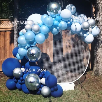 105pcs Balionų Girliandą Arch Rinkinys Baby blue sidabro Balionai metalinis balionas Baby shower Berniukas Gimtadienio Vestuvių Papuošalai