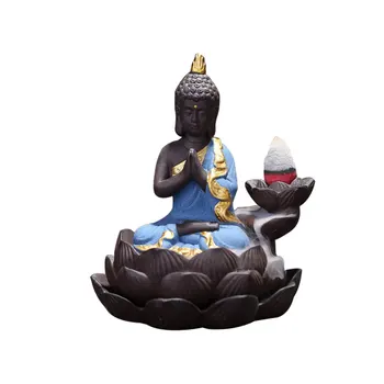 10pc Kūginiai Smilkalai Kūrybos Namuose Bouddha Dekoro +Keraminės Moliuskui Smilkalų Degiklis Lotus Tathagata Buda Smilkalai Kūginiai Klijuoti Laikiklį