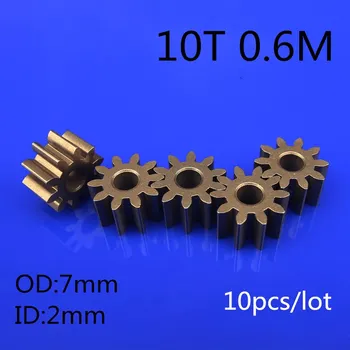 10vnt/daug RC Modeliu Metalo Krumpliaračio Pavara 0,6 M, 2mm (skylės diametras) 10T 10 Dantys Maži Variklinių Įrankių Skersmuo 7mm