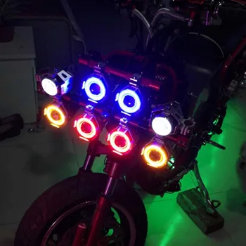 125W Moto U7 LED Žibintų Prožektorius LED Vairavimo Automobilio Rūko Darbą Šviesos DRL U5 Blue Angel Eyes Vandeniui Motociklo Žibintas