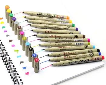 12colors Minkštu šepečiu rašiklis animaciją variegating įvairiaspalviais Adata Meno Žymekliai Pen Piešimo, Tapybos Reikmenys