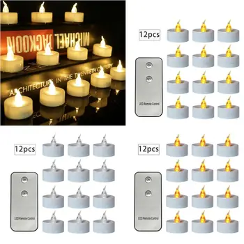 12pcs Mirgėjimas LED Žvakių Šviesos Su Nuotolinio Valdymo Flameless Elektros Tealight