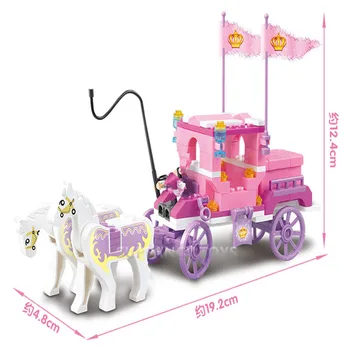 137Pcs Mergina Princess Royal Vežti Vagono Modelis Statybinių Blokų Rinkinius Arklių Pilis Duomenys Plytų Draugais Švietimo Žaislai Mergaitėms