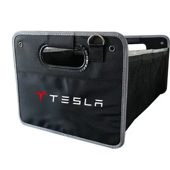 1X Galinis Kamieno Langelį Tesla Model S Modelis 3 Modelis X Sulankstomas Didelės Talpos Organizatorius, Automobilių Reikmenys Kamieno Saugojimo Dėžutė
