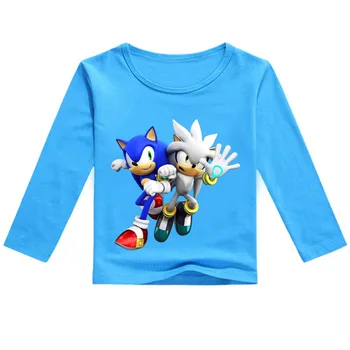 2-16Y Kūdikių Berniukų T Marškinėliai Vaikams, Cartoon Sonic The Hedgehog Marškinėliai Mergaitėms ilgomis Rankovėmis Viršūnes Vaikas Kratinys Drabužiai Vaikams Marškinėliai