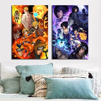 2 Gabalas HD Skaitmeninis Menas, Paveikslai Uzumaki Naruto ir Sasuke Nuotrauką Anime Plakatas NARUTO Animacinių filmų Sienų Tapyba už Namų Dekoro