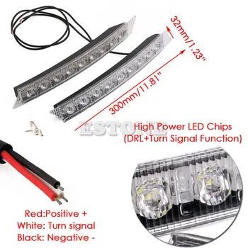 2 x 9 LED DRL Automobilio Vairavimo Dieniniai Lempa Balta ir Gintaro Posūkio Signalo Lemputė C45