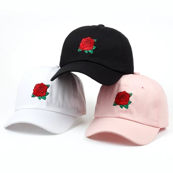2018 m., naujas Raudonų Rožių Gėlių Beisbolo kepuraitę Moterų Snapback Cap Su Tėčiu Skrybėlę Moterų Hip-Hop Saulės, Vasaros prekės bžūp kepurės didmeninė