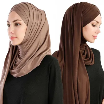 2019 moterų paprastas burbulas medvilnės jersey skara Galvą hijab wrap kietas momentinių skaros foulard femme musulmonų hijabs parduotuvė, pasirengęs drabužiai