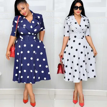 2019 naują atvykimo elegent mados stilius afrikos moterų spausdinimo plius dydis kelio ilgio suknelė M-XXL