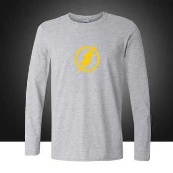 2019 Naują Atvykimo Flash Star Labs Šviesos Spausdinti Mens Marškinėliai Ilgomis Rankovėmis Medvilnės Viršuje Trišakiai Plius Dydis