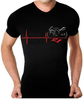2019 Naują Atvykimo Vyrų Mados Juokinga Tees Vyrai Trumpas Par Motociklo R1 Širdies Marškinėliai T-shirt Retro T Shirts