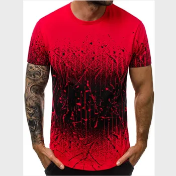 2019 ROUYHUAL Nauji Aukštos kokybės prekės 3D vyrų T-shirt atsitiktinis trumpas rankovės o-kaklo mados spausdinti medvilnės marškinėliai vyrams tees marškinėliai