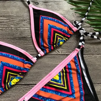 2019 Vasaros Beach Party Karšto Aštrus Bikini Moterims Maudymosi Kostiumėliai Moterims Spausdinti Trumpas Plaukti Šortai Bikini Mazgas Spausdinti Push Up Sexy Bikini