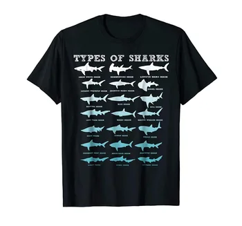 2019 Vyrų Marškinėliai Mados 21 Rūšių Rykliai, Jūrų Biologija, T-Marškinėliai T-Shirt