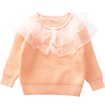 2020 Bamblys Kūdikių Mergaičių mielas Megztinis Rudenį, Visą Žiemą Šiltas Nėrinių Dot Vaikams, Vaikų Drabužiai Patogiai Mados Candy spalvas