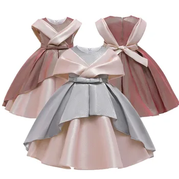 2020 Elegantiškas Šilko Princesė Mergaitės Vestuves Suknelė mergaitėms Gėlių kalėdų birthday party dress Vaikų Drabužiai