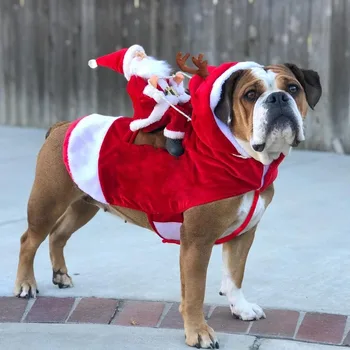 2020 Kalėdų Naminių Šunų Kostiumų Santa Claus Važiuodami Arklių Dress Up Pet Drabužiai Jojimo Elnias Kostiumas Pet Kalėdų Papuošalai