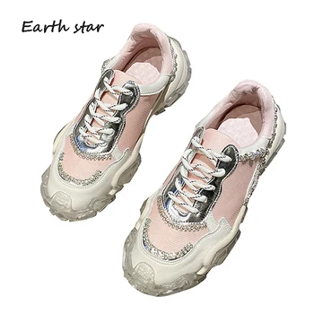 2020 Kristalai Batai Moterims Platforma Sportbačiai Mados Ponios Atsitiktinis Bling footware Strazdų Patelės zapatos de mujer Kvėpuojantis