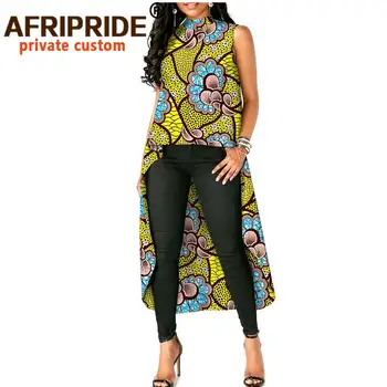 2020 m. afrikos spausdinti drabužiai moterims pasėlių viršuje individualų užsakymą berankovis o-kaklo vidurio blauzdos ilgis moterų atsitiktinis medvilnės marškinėliai A1822006