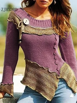 2020 m. Derliaus Rudenį Moterų Megztinis Megztinis O-kaklo, ilgomis Rankovėmis Slim Laides Megztiniai ir Puloveriai Žiemos Megzti Femme Viršūnes Drabužiai