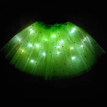 2020 m., naujosios Šviesos diodų (LED) Mergina Vaikų Drabužių Star Tutu Sijonas Princesė Šalies Tutus Tiulio Vaikų Baleto Šokių naujųjų metų Fluorescencinė žalia