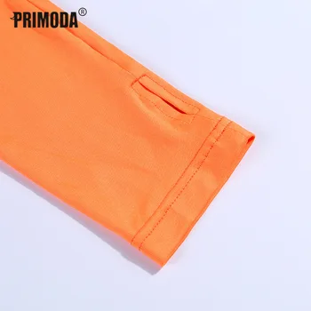 2020 m. Rudenį Long Sleeve T Marškinėliai Moterims Marškinėliai Mados Neoninės Oranžinės spalvos Fluorescencinė Žalia Pagrindinės Kietojo T-Shirt Tees High Street PR820G