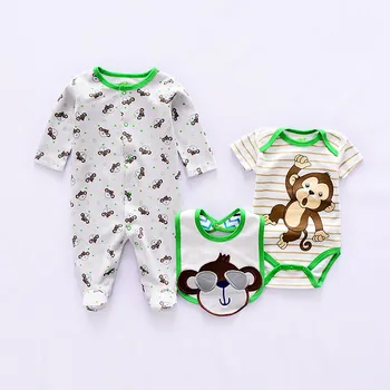 2020 metų Vasaros kūdikių Drabužių Rinkiniai medvilnės Cute baby girl drabužiai tiktų Naujagimio berniuko kostiumas 3pcs ilgomis rankovėmis kūdikiams, rompers+bodysuits+kombinezonai su antkrūtiniais