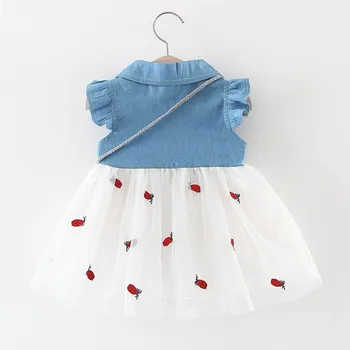 2020 metų vasaros mados mergaičių suknelė su maišeliu Bamblys Baby Vaikų Mergaičių Kratinys Ruched Spausdinti Tiulio Suknelė Princesė Suknelės vestidos t5