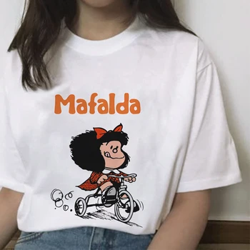 2020 Nauji moteriški marškinėliai Harajuku Moteris Tshirts Goth Derliaus Estetinės Viršų Moteriška Mafalda Atspausdinta Marškinėliai Madinga Atsitiktinis Viršūnės